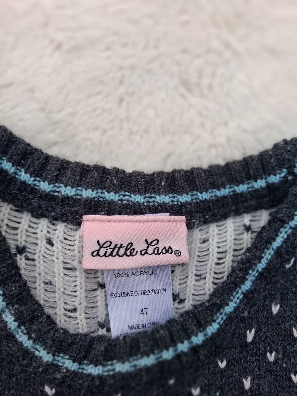 Little Lass Charcoal Dress & Light Blue Trim Set Size 4T - Picture 4 of 4